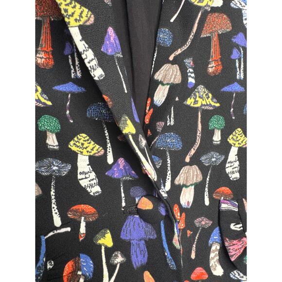 Essentiel Antwerp Mushroom Print Ruffle odell Blazer Black Multicolor 36 small - Picture 8 of 13